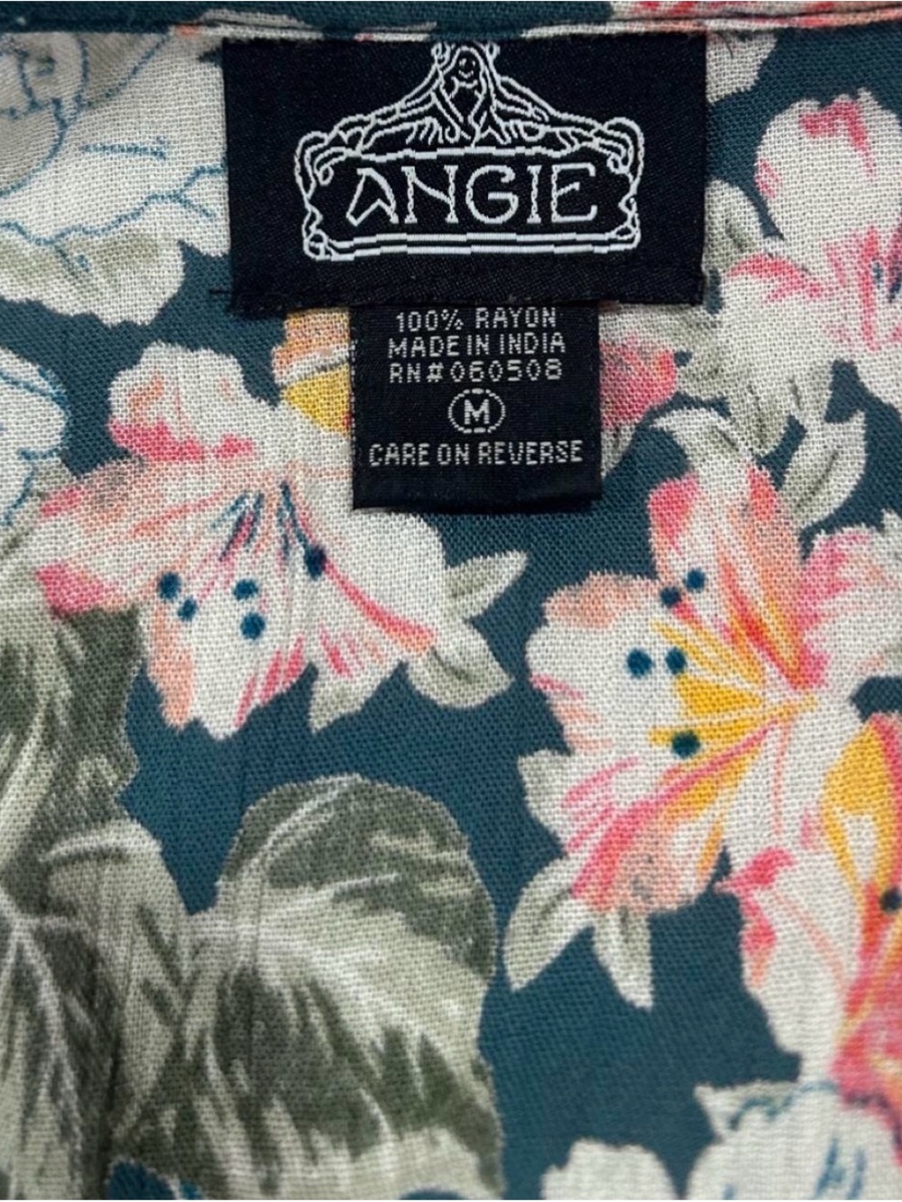 Angie Floral Kimono Duster Women’s Medium Teal Long Open Front Boho - Picture 3 of 3